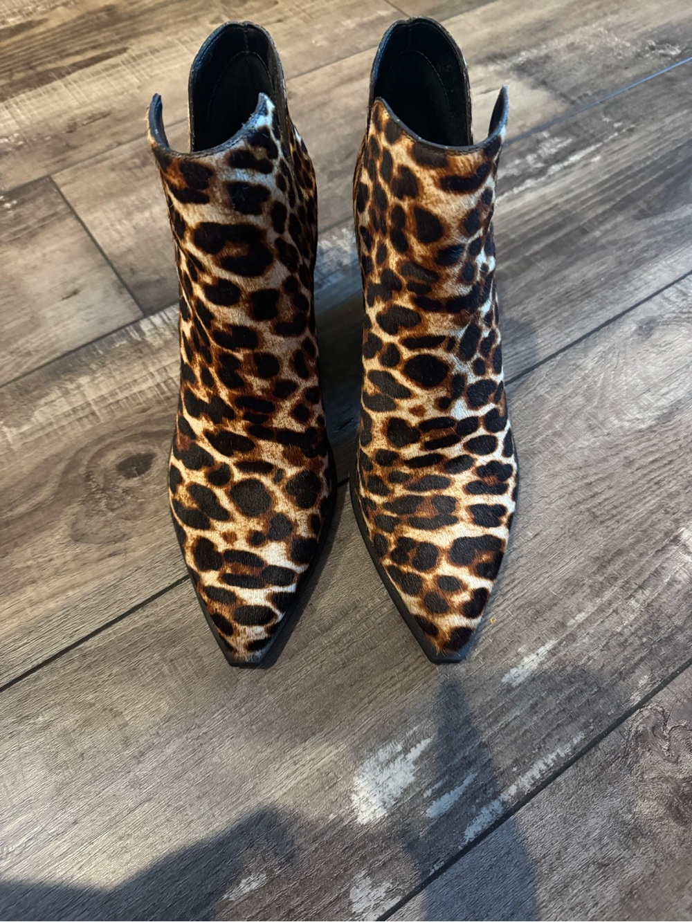 Gianni Bini Leopard Print Pointed-Toe Ankle Boots - Brown